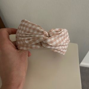 Jcrew Gingham light peach knotted headband